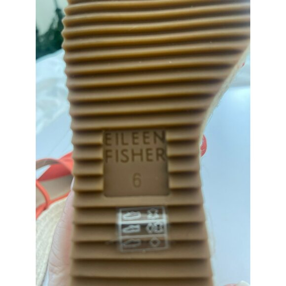 Eileen Fisher Wanda Espadrille Red Sandal Platform Wedge Shoes Size 6 NEW - Picture 6 of 6